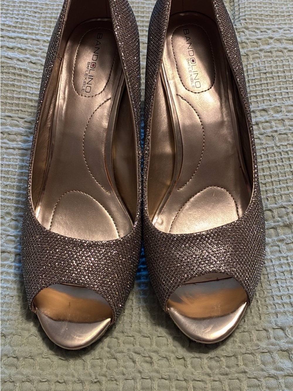 Bandolino Shimmering Bronze Peep-Toe Heels